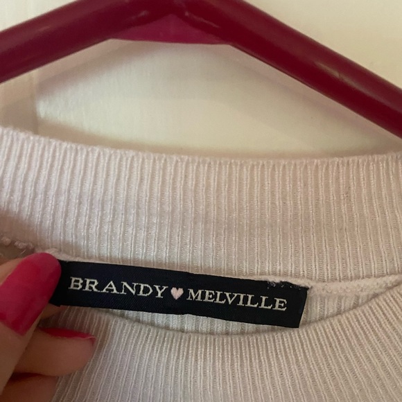 Brandy Melville White Long Sleeve Ribbed Top - Picture 2 of 5